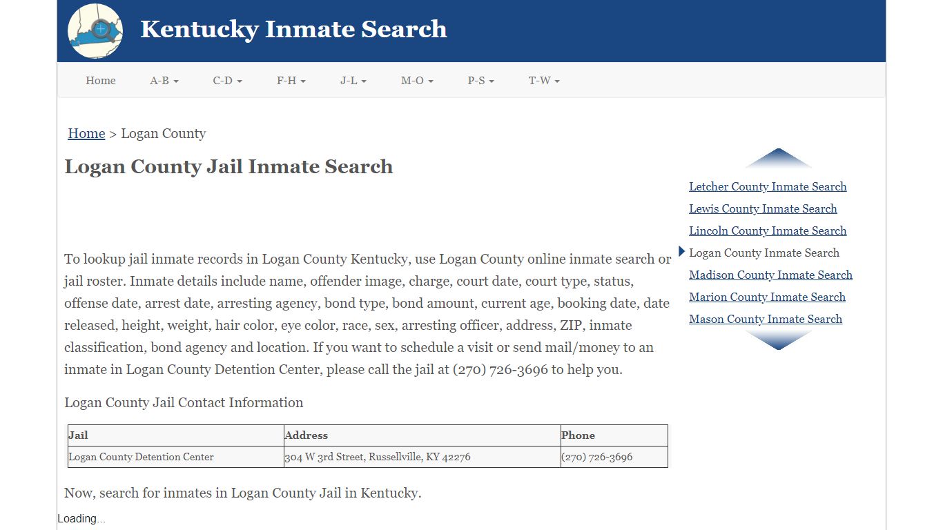 Logan County KY Jail Inmate Search